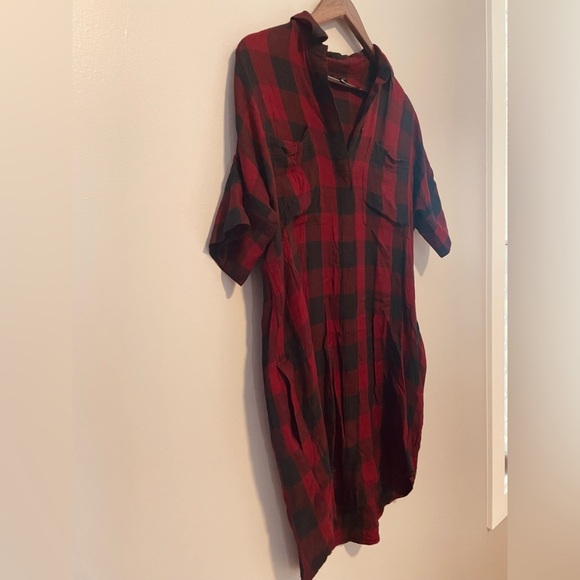 Madewell oversized red and black plaid shirt dress size small - Picture 6 of 11